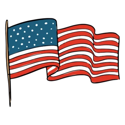 U.S flag in a cartoon style