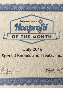 Gwinnett Chamber Nonprofit of the Month July 2016, Special Kneads and Treats, Inc. Dr. Daniel J. Kaufman, President & CEO, Vince DeSilva, Senior VP, Membership Services